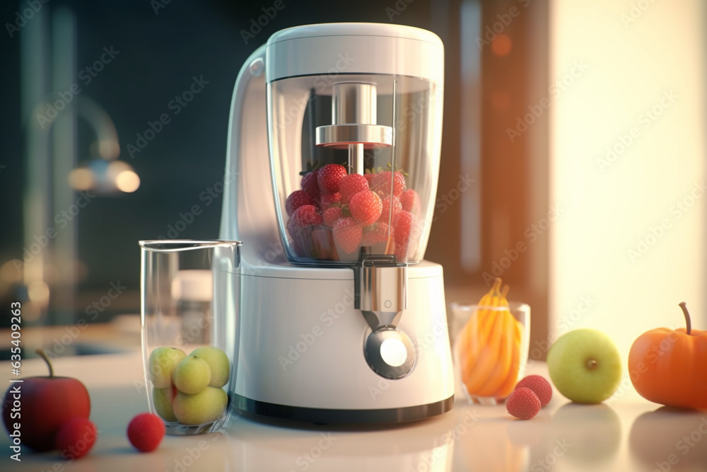 Aufkleber A compact and stylish juicer for extracting fresh and healthy juices from fruits and vegetables, promoting a nutritious lifestyle.  Generative AI technology.