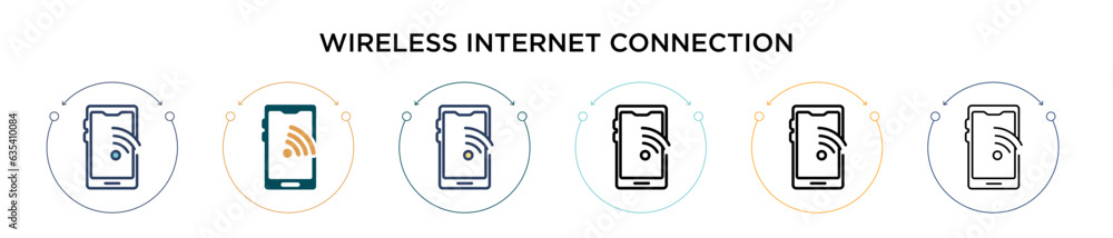 Poster wireless internet connection sign icon in filled, thin line, outline and stroke style. vector illust