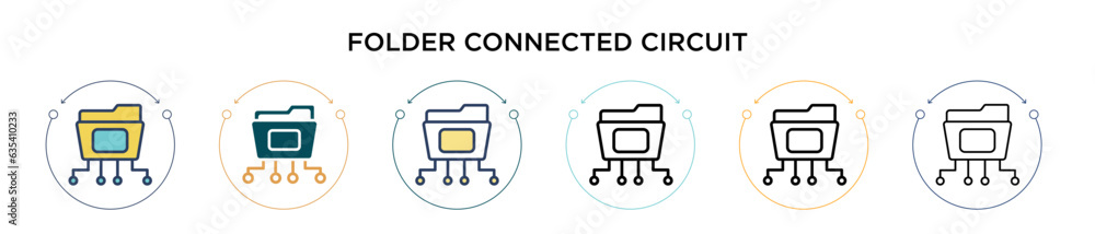 Poster folder connected circuit icon in filled, thin line, outline and stroke style. vector illustration of