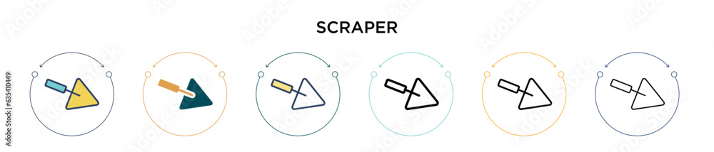 Poster scraper icon in filled, thin line, outline and stroke style. vector illustration of two colored and 