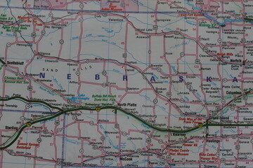 road map of nebraska, usa