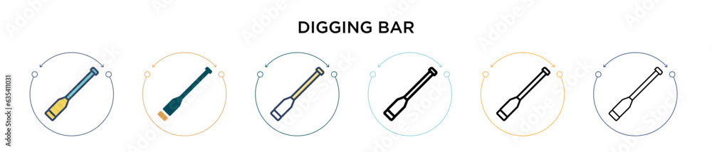 Poster digging bar icon in filled, thin line, outline and stroke style. vector illustration of two colored 
