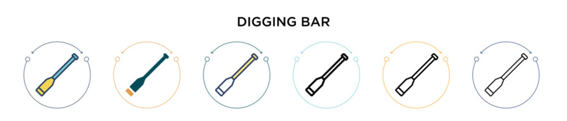 Digging bar icon in filled, thin line, outline and stroke style. Vector illustration of two colored and black digging bar vector icons designs can be used for mobile, ui, web