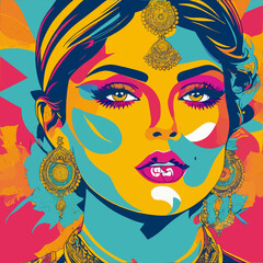 pop art cool modern tradicional Hindu illustration