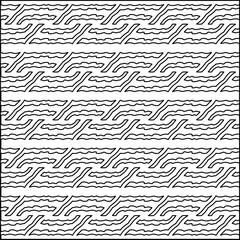 Vector pattern with symmetrical elements . Modern stylish abstract texture. Repeating geometric tiles from striped elements.Black and white pattern.