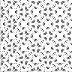 Vector pattern with symmetrical elements . Modern stylish abstract texture. Repeating geometric tiles from striped elements.Black and white pattern.