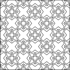 Vector pattern with symmetrical elements . Modern stylish abstract texture. Repeating geometric tiles from striped elements.Black and white pattern.