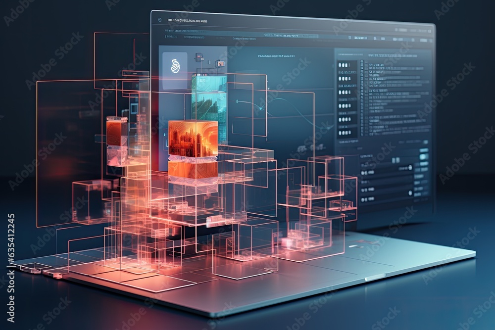 Aufkleber futuristic gradient software interface design with dynamic shapes - abstract concept of modern techn