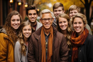 Fall Family Reunion Extended family gathering - stock photo concepts