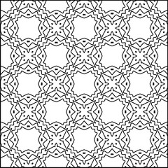 Vector pattern with symmetrical elements . Modern stylish abstract texture. Repeating geometric tiles from striped elements.Black and white pattern.