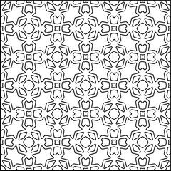 Vector pattern with symmetrical elements . Modern stylish abstract texture. Repeating geometric tiles from striped elements.Black and white pattern.