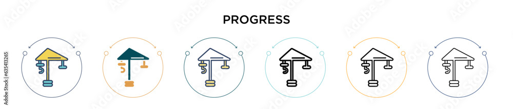 Poster progress icon in filled, thin line, outline and stroke style. vector illustration of two colored and