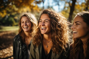 Obraz premium Joyful Laughter Group of friends laughing together - stock photo concepts