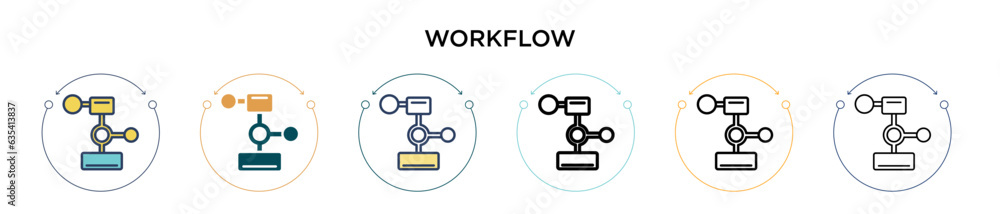 Poster workflow icon in filled, thin line, outline and stroke style. vector illustration of two colored and