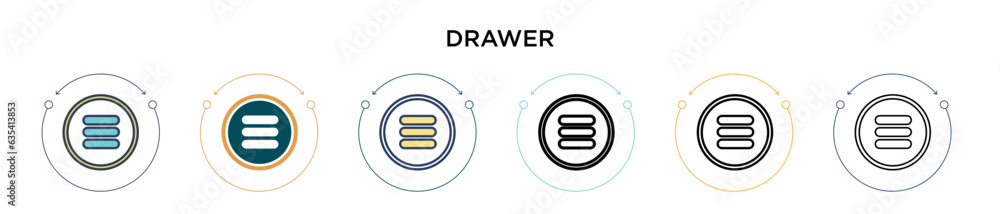 Poster drawer icon in filled, thin line, outline and stroke style. vector illustration of two colored and b