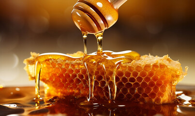 honey dripping , honeycomb 