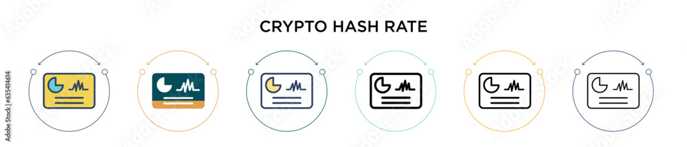 Poster crypto hash rate icon in filled, thin line, outline and stroke style. vector illustration of two col