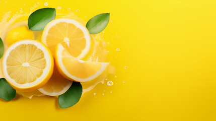 lemon in yellow background 