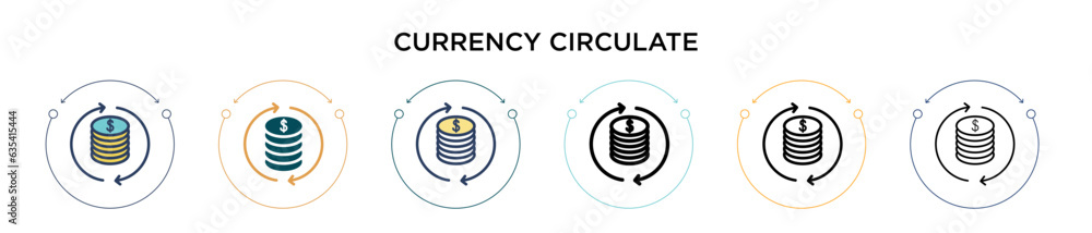 Poster currency circulate icon in filled, thin line, outline and stroke style. vector illustration of two c