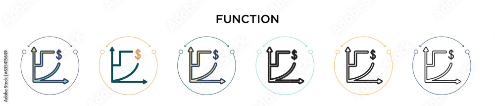 Poster function icon in filled, thin line, outline and stroke style. vector illustration of two colored and