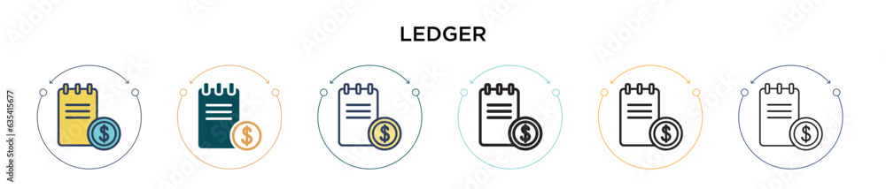 Poster ledger icon in filled, thin line, outline and stroke style. vector illustration of two colored and b