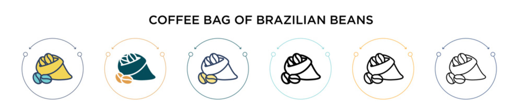 Coffee bag of brazilian beans icon in filled, thin line, outline and stroke style. Vector illustration of two colored and black coffee bag of brazilian beans vector icons designs can be used for