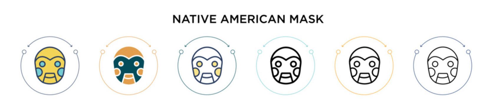 Native american mask icon in filled, thin line, outline and stroke style. Vector illustration of two colored and black native american mask vector icons designs can be used for mobile, ui, web