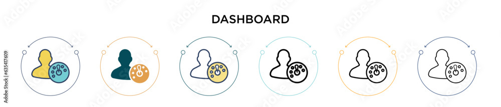 Poster dashboard icon in filled, thin line, outline and stroke style. vector illustration of two colored an