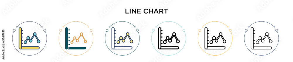Poster line chart icon in filled, thin line, outline and stroke style. vector illustration of two colored a