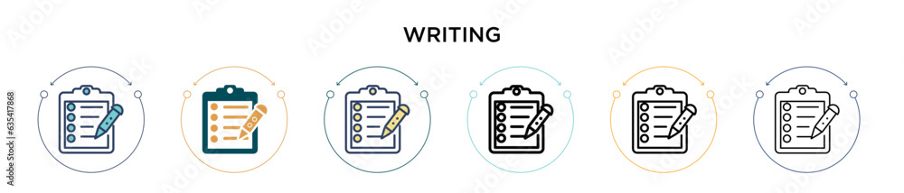 Poster writing icon in filled, thin line, outline and stroke style. vector illustration of two colored and 