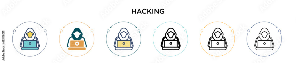 Poster hacking icon in filled, thin line, outline and stroke style. vector illustration of two colored and 