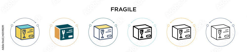 Poster fragile icon in filled, thin line, outline and stroke style. vector illustration of two colored and 