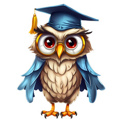 Naklejka premium Cute Owl Graduation Clipart Illustration
