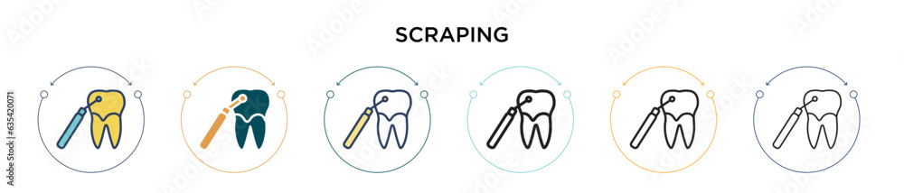 Poster scraping icon in filled, thin line, outline and stroke style. vector illustration of two colored and