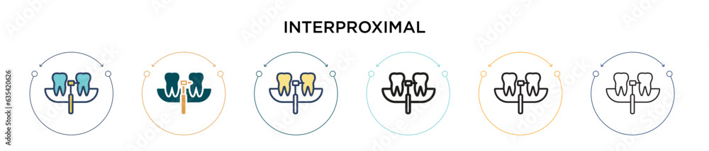 Poster interproximal icon in filled, thin line, outline and stroke style. vector illustration of two colore