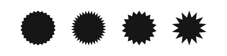 Black sticker icon. Round banner signs. Abstract label symbol. Circle badge symbols. Paper tag icons. Vector isolated sign.