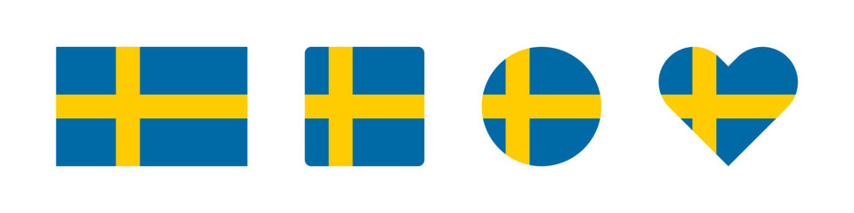 Obraz premium Sweden icon. Swedish flag signs. National badge symbol. Europe country symbols. Culture sticker icons. Vector isolated sign.