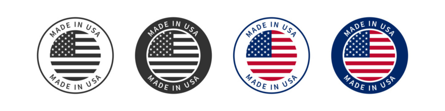 Made in USA icon. American product signs. National badge symbol. Quality symbols. Business sticker icons. Vector isolated sign.