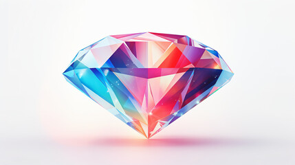 Fototapeta na wymiar Diamond with colorful gradient on white background