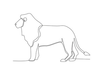 One line drawing of a Lion. Trendy continuous line vector design graphic illustration Vector Format
