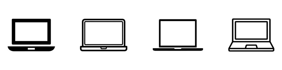 Laptop icons set. Laptop different style. collection Laptops or notebook computer. Flat and line icon. Vector Illustration. Vector Graphic. EPS 10