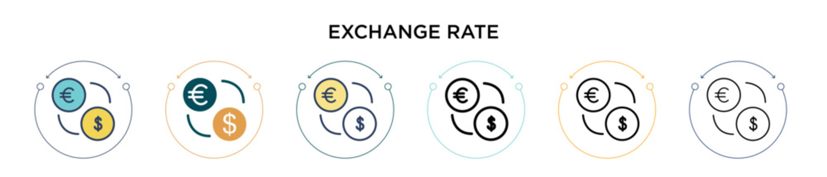 Exchange rate icon in filled, thin line, outline and stroke style. Vector illustration of two colored and black exchange rate vector icons designs can be used for mobile, ui, web