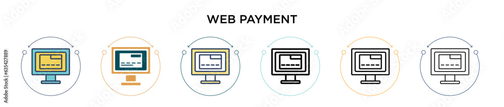 Poster web payment icon in filled, thin line, outline and stroke style. vector illustration of two colored 