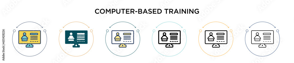 Poster computer-based training icon in filled, thin line, outline and stroke style. vector illustration of 