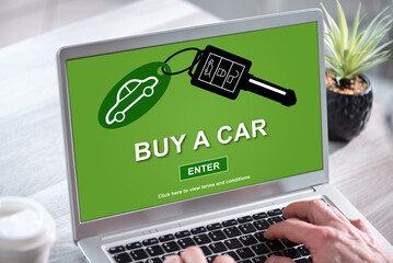 Car sale concept on a laptop screen