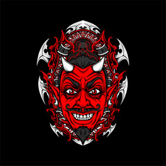 smiling devil face illustration for t shirt design