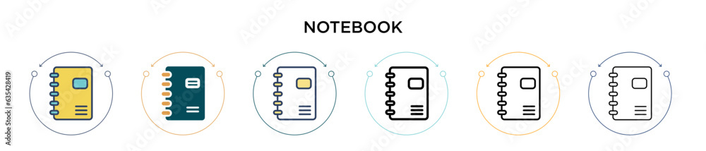 Poster notebook icon in filled, thin line, outline and stroke style. vector illustration of two colored and