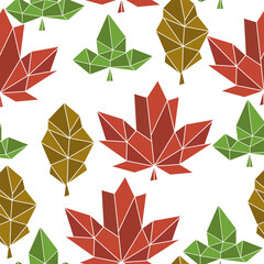 Seamless pattern of Modern geometric leaves art, line vector illustration