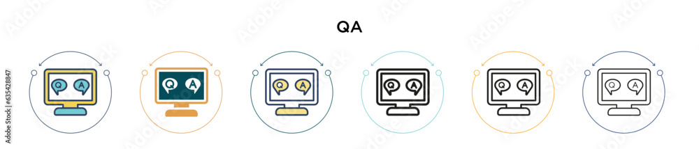 Poster qa icon in filled, thin line, outline and stroke style. vector illustration of two colored and black