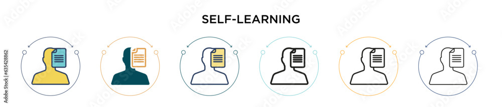 Poster self-learning icon in filled, thin line, outline and stroke style. vector illustration of two colore